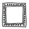 Hand drawn square frame with curls. Black and white design element for decoration. Simple doodle border copy space