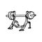 Hand drawn stand for exercises with a barbell doodle. Sketch sports equipment and simulators, icon. Decoration element. Isolated