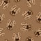 Hand-Drawn Steampunk Cicada Seamless Pattern on White Background.