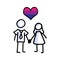 Hand drawn stick figure of bisexual marriage. Concept of lgbt equality for diversity illustration. Simple icon motif of