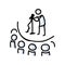 Hand Drawn Stick Figure Comedy Performer on Stage. Concept of Theatre Audience Actor. Simple Icon Motif for Audience