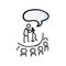 Hand Drawn Stick Figure Comedy Performer on Stage. Concept of Theatre Audience Actor. Simple Icon Motif for Speech