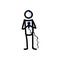 Hand Drawn Stick Figure Holding Microphone. Concept of Public Speaking Performer. Simple Icon Motif for Stand Up Comedy Pictogram