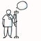 Hand Drawn Stick Figure Nurse with IV Drip Speech Bubble. Concept Surgery Prop, Health Care Medical Hospital. Simple Icon for