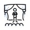 Hand Drawn Stick Figure Performer on Stage. Concept of Theatre Audience Actor. Simple Icon Motif for Comedy Performer Pictogram.