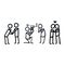 Hand Drawn Stick Figure Proposal and Hug. Concept of Marriage Engagement Expression. Simple Motif for Love Romantic