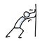 Hand Drawn Stick Figure Pushing Wall Pose. Concept of Physical Struggle Expression. Simple Icon Motif for Posture Achievement