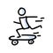 Hand Drawn Stick Figure Rider on Skateboard. Concept of Stunt Sport Activity. Simple Icon Motif for Teen Fun Skateboarder Tricks.