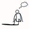 Hand Drawn Stick Figure Sit on Edge. Concept Decision Making, Dip Toe into New, Thinking of Risk. Simple Icon Motif for