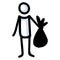 Hand Drawn Stick Figure Trash Collecting. Concept of Clean Up Earth Day. Simple Icon Motif for Environmental Earth Day, Volunteer