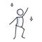 Hand drawn stickman 60s disco dancer concept. Simple outline ballerina figure doodle icon clipart. For dance studio or