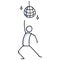 Hand drawn stickman 70s disco dancer concept. Simple outline ballerina figure doodle icon clipart. For dance studio or