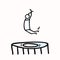 Hand Drawn Stickman Jumping in Air on Trampoline. Concept Physical Exercise. Simple Icon Motif for Jumpo for Joy Stick