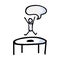 Hand Drawn Stickman Jumping on Trampoline. Concept Speech Bubble. Simple Icon Motif for Trapmolining Stick Figure