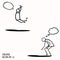 Hand Drawn Stickman Person Leap Forward. Concept New Year Goal, Commitment, Trust, Excitement, Hope . Jump for Joy Icon Motif.