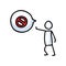 Hand drawn stickman stop sign with speech bubble Simple outline negative sign doodle icon clipart. For forbidden sketch