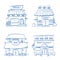 Hand drawn store, shop, restaurant, cafe, bar buildings. Vector doodle collection