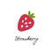 Hand drawn strawberry logo for print and web. Berry icon and strawberry inscription. Vector illustration