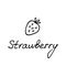 Hand drawn strawberry logo for print and web. Berry icon and strawberry inscription. Vector illustration