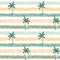 Hand drawn striped summer seamless pattern with hand drawn palm trees. Vector illustration