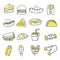 hand drawn style of fast food icon sets vector.