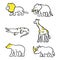 hand drawn style of wild animals icon sets vector.