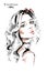 Hand drawn stylish beautiful young woman with long blonde hair. Beautiful girl. Fashion look. Woman with choke necklace. Sketch.