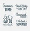 Hand drawn stylish summer typography lettering phrases on the grunge background.