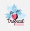 Hand drawn stylish typography lettering phrase on the grunge background - \'Tropical holiday\'.