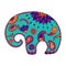 Hand drawn stylized baby cartoon elephant for adult anti stress