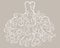 Hand Drawn Stylized Swirl Wedding Dress Vector