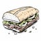 Hand-drawn Sub Sandwich Illustration With Realistic Light And Color