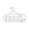 Hand drawn submarine with a periscope. Vector illustration in doodle style. Isolated on a white background. Summer vibe