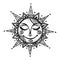 Hand drawn summer sun tribal background