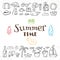 Hand drawn summer time collection. Beach theme doodle set. Trop