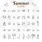 Hand drawn summer vector icon set. Beach icons collection. Vacation