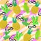 Hand drawn sun glasses pineapple cactus pattern