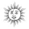 Hand Drawn Sun and Moon Occult Symbol