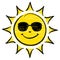 Hand Drawn Sun With Sunglasses Yellow And Black