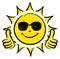 Hand Drawn Sun Two Thumbs Up With Sunglasses Yellow And Black