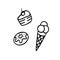 Hand drawn sweets collection. Dessert icon set