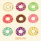 Hand drawn tasty vector donuts set