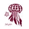Hand drawn, tattoo stylized jellyfish. Marine life sketch zentangle design element for summer vacation vector