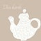 Hand drawn tea kettle illustration in engraving style for menu or cafe. Vector Arab coffee pot. Antique Arabian teapot. Hand drawn