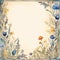 Hand Drawn Tempera Meadow Flowers Invitation Frame