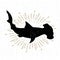 Hand drawn textured icon with hammerhead shark vector illustration
