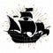 Hand drawn textured vintage icon with galleon ship vector illustration