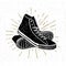 Hand drawn textured vintage icon with sneakers vector illustration