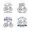 Hand drawn textured vintage labels set with bicycle vector illustration.