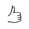 Hand-drawn thumb up. Vector sketch, clipart.